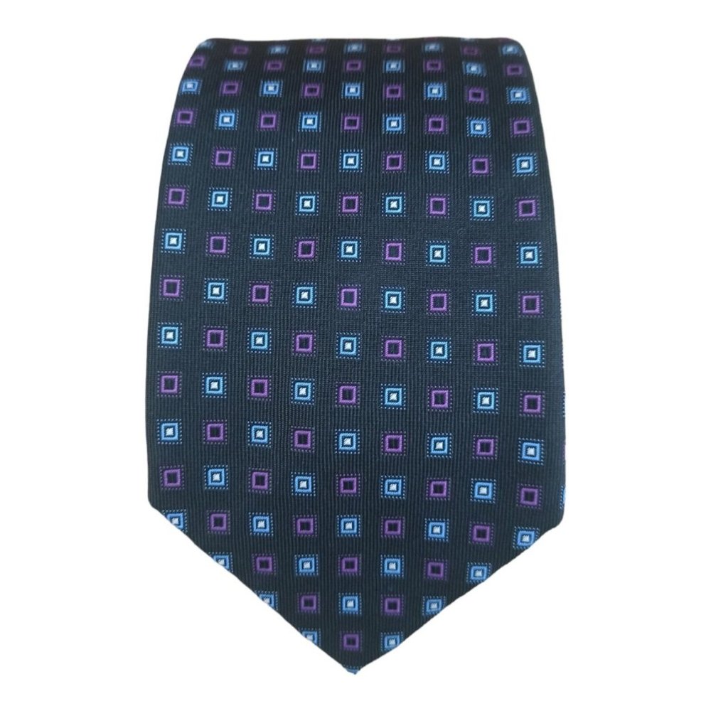 🆕SANTOSTEFANO Current Gray Geometric Silk Tie HANDMADE ITALY 57"/ 3.2" NWOT
